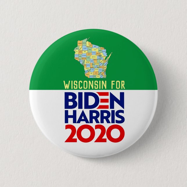 Wisconsin for Biden Harris 2020 2 Inch Round Button (Front)