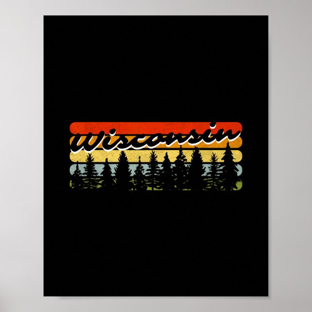 Wisconsin Forest Sunset Trees Cabin Theme Souvenir Poster (Front)