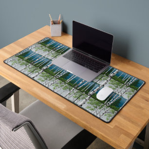 Wisconsin Great Lakes Birch Forest - Lakeside Wood Desk Mat