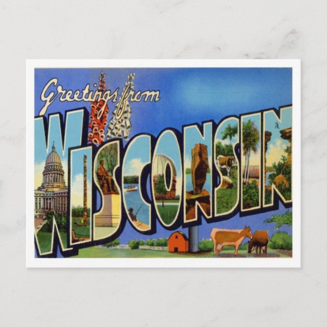 Wisconsin Greetings From US States Postcard (Front)