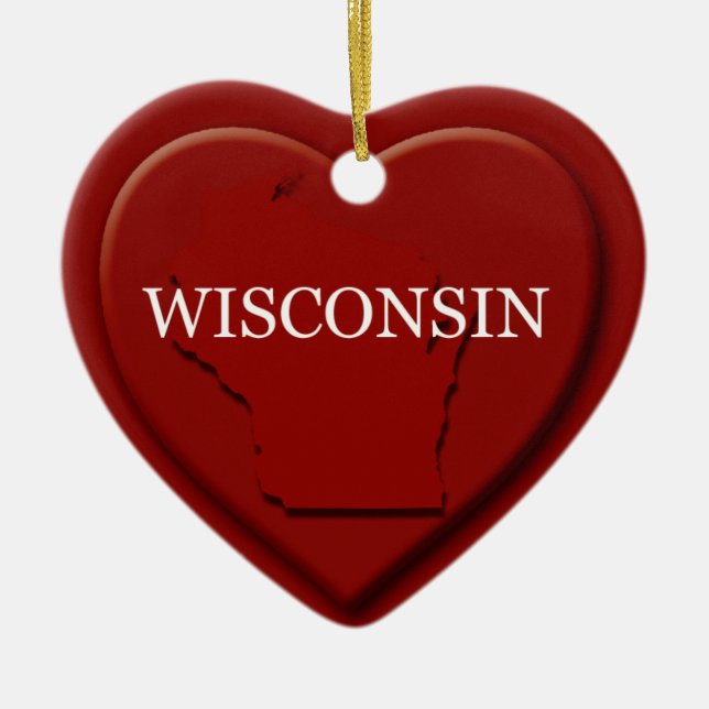 Wisconsin Heart Map Christmas Ornament (Front)