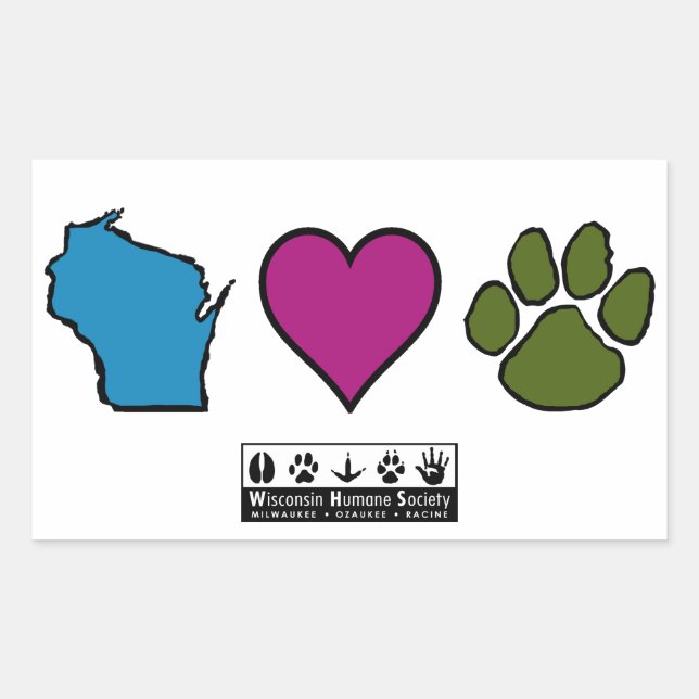Wisconsin Hearts Animals Sticker (Front)