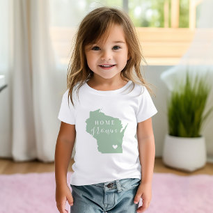 Wisconsin Home Grown Editable Colours State Map Baby T-Shirt