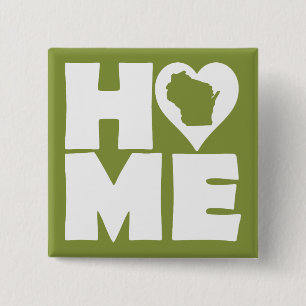 Wisconsin Home Heart State Button Badge Pin