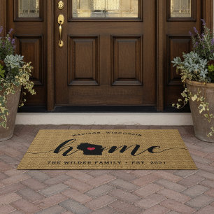 Wisconsin Home State Personalized Doormat