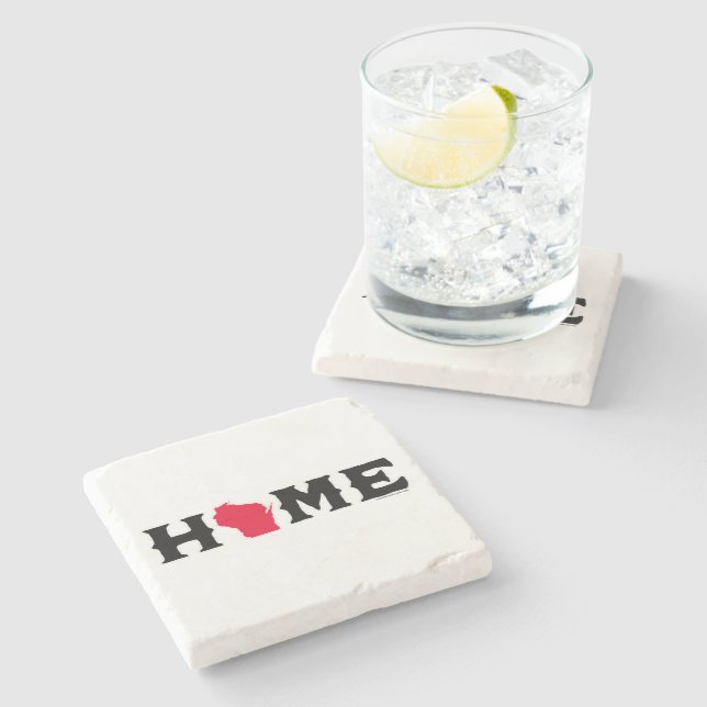 Wisconsin Home Stone Coaster (Side)