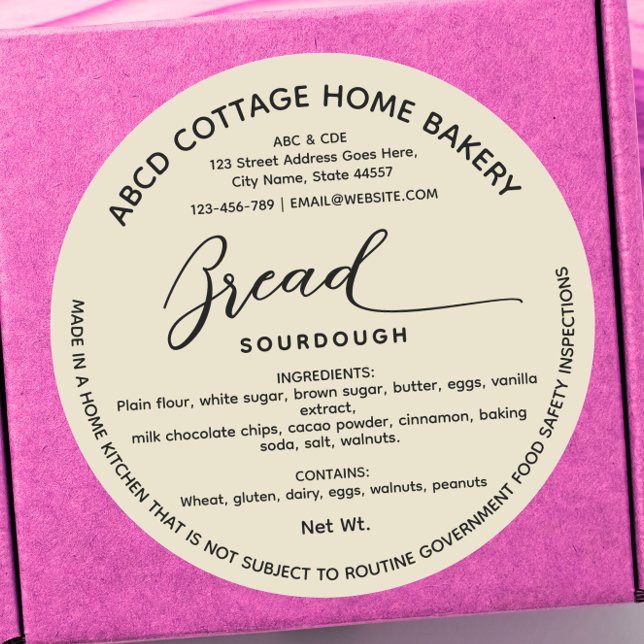 Wisconsin  homemade bread Label Cottage law Label (Creator Uploaded)