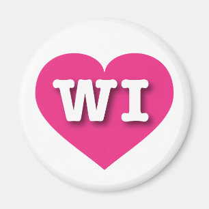 Wisconsin Hot Pink Heart - I love WI Magnet