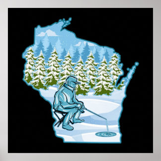 Wisconsin Ice Fishing State Poster