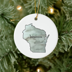 Wisconsin Illustration Painting Ceramic Orname Ornament