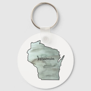 Wisconsin Illustration Painting Outline Keychain