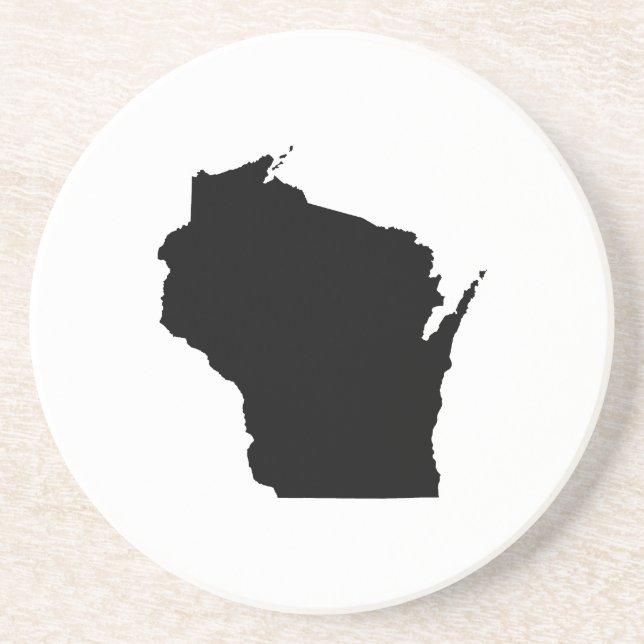 Wisconsin in Black Coaster (Front)