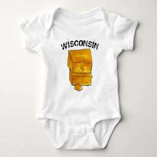 Wisconsin Kid Yellow Cheddar Cheese Madison WI Baby Bodysuit