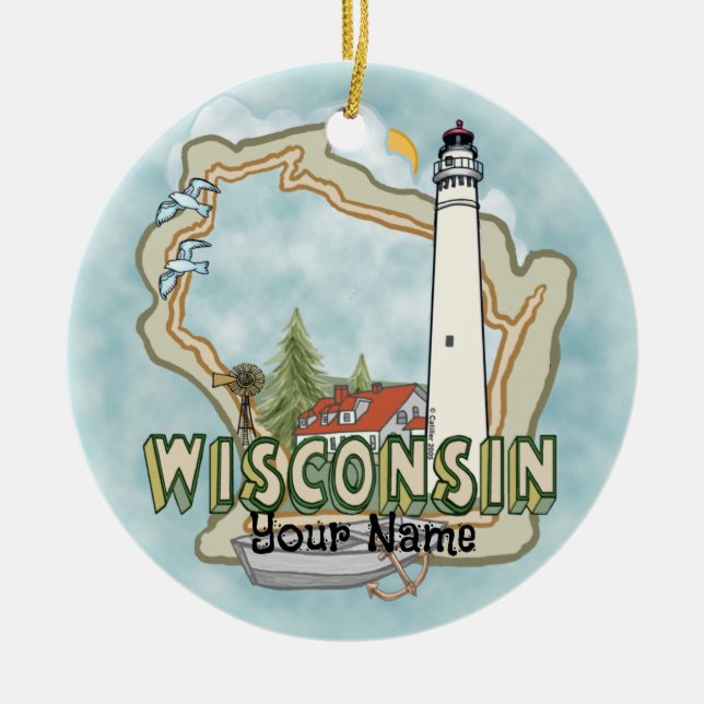 Wisconsin Lighthouse  Ornament (Front)