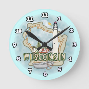 Wisconsin Lighthouse  Round Clock