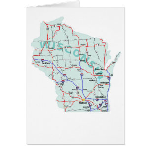 Wisconsin Map Blank Card