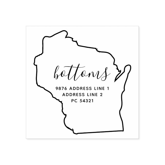 Wisconsin map Family return address Rubber Stamp (Imprint)