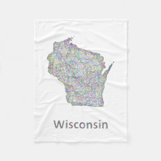 Wisconsin map fleece blanket (Front)