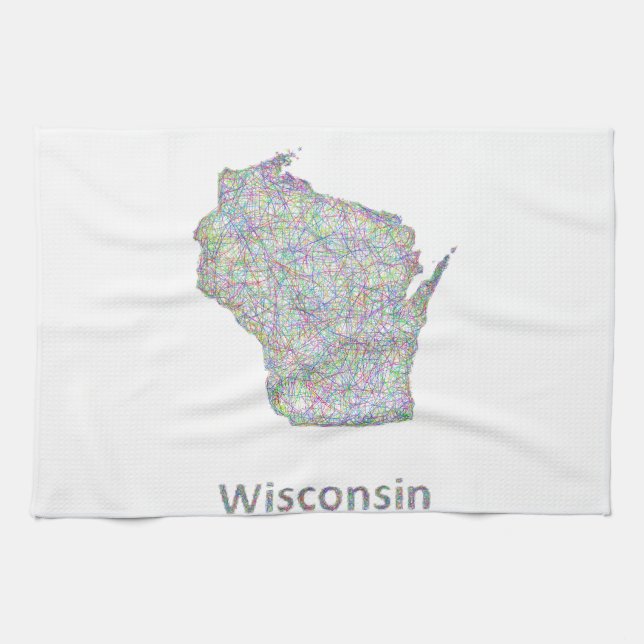 Wisconsin map kitchen towel (Horizontal)