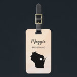 Wisconsin Map Luggage Tag, Wedding Party Welcome Luggage Tag<br><div class="desc">These state luggage tags make the perfect wedding party gift tags or welcome bag tags. Tie it to your bridesmaid gifts instead of a typical paper gift tag, and they can use it for months and years to come. Tags have a peach apricot watercolor background. To place the heart at...</div>