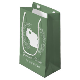 Wisconsin map personalize wedding favours  small gift bag