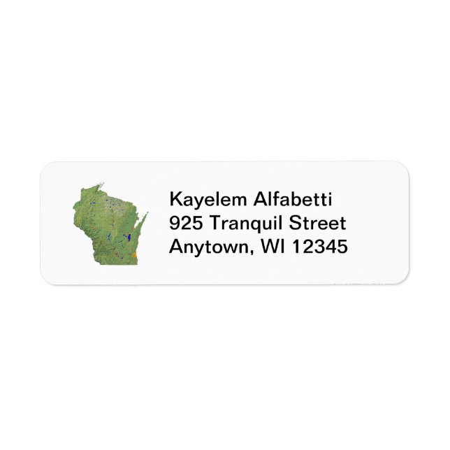 Wisconsin Map Return Address Label (Front)