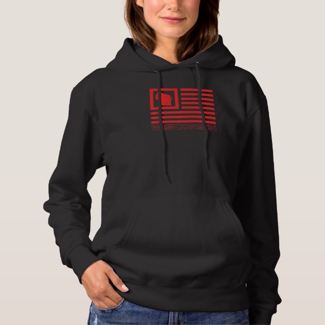 Wisconsin Map Shape Usa Flag The Badger State Wisc Hoodie (Front)