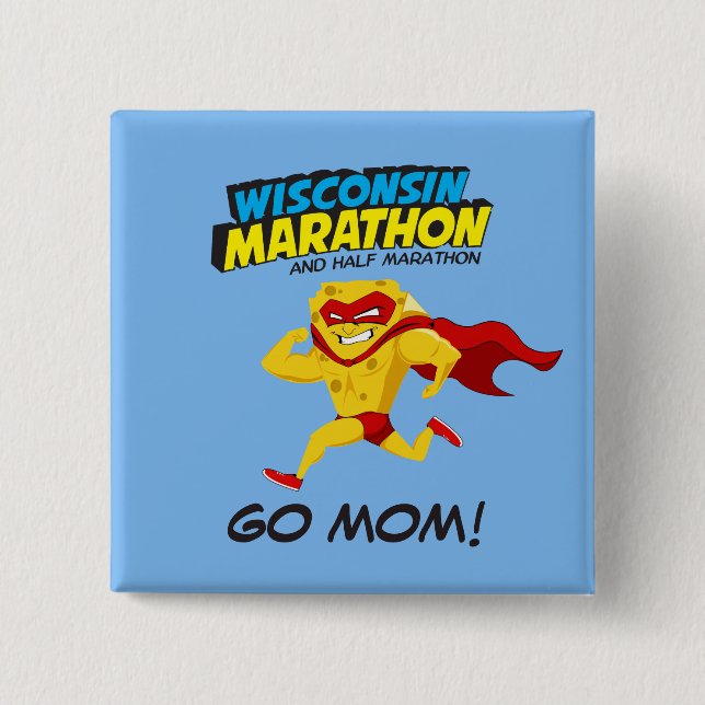 Wisconsin Marathon Race Day 2 Inch Square Button (Front)