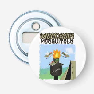 Wisconsin Mosquitoes Cartoon - Camping by Tiki Bottle Opener