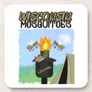 Wisconsin Mosquitoes Cartoon - Camping by Tiki Coaster