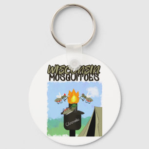 Wisconsin Mosquitoes Cartoon - Camping by Tiki Keychain