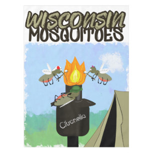 Wisconsin Mosquitoes Cartoon - Camping by Tiki Tablecloth