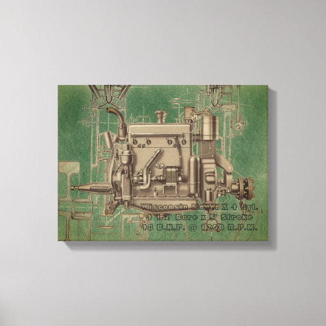 Wisconsin Motor Milwaukee Wisconsin gas engine X Canvas Print (Front)