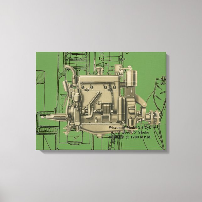Wisconsin Motor Milwaukee Wisconsin gas engine X Canvas Print (Front)