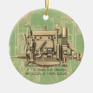 Wisconsin Motor Milwaukee Wisconsin gas engine X Ceramic Ornament