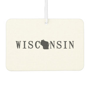 Wisconsin Name with State Shaped Letter Car Air Freshener