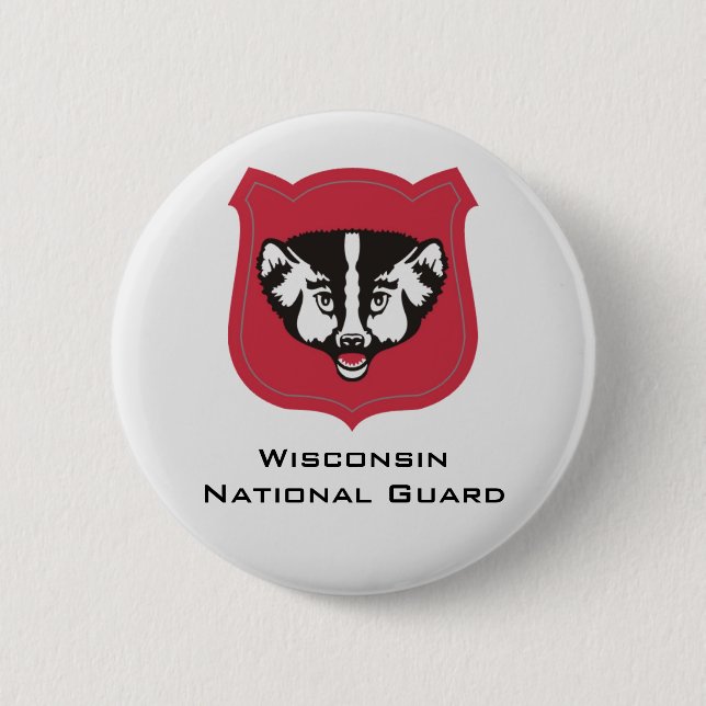 Wisconsin National Guard Insignia - Customized 2 Inch Round Button (Front)