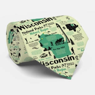 Wisconsin National Parks Infographic Map Tie