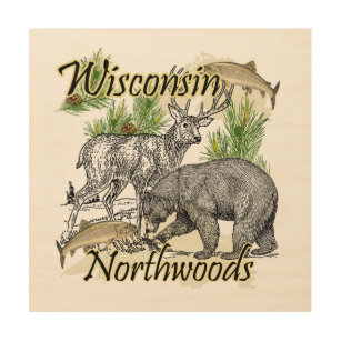 Wisconsin Northwoods Wildlife Wood Wall Art