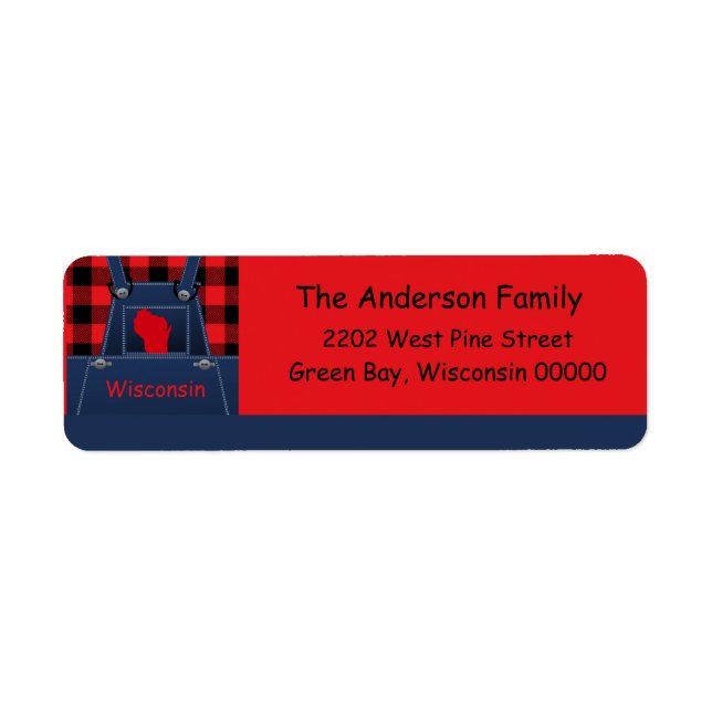Wisconsin Overalls Buffalo Plaid Adresse de retour (Devant)