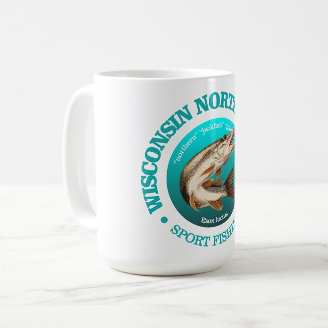 Wisconsin Pike Fishing Coffee Mug (Front Left)