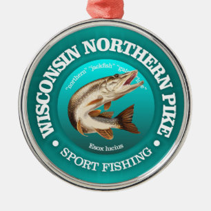 Wisconsin Pike Fishing Metal Ornament