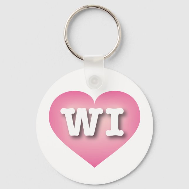 Wisconsin Pink Fade Heart - Big Love Keychain (Front)