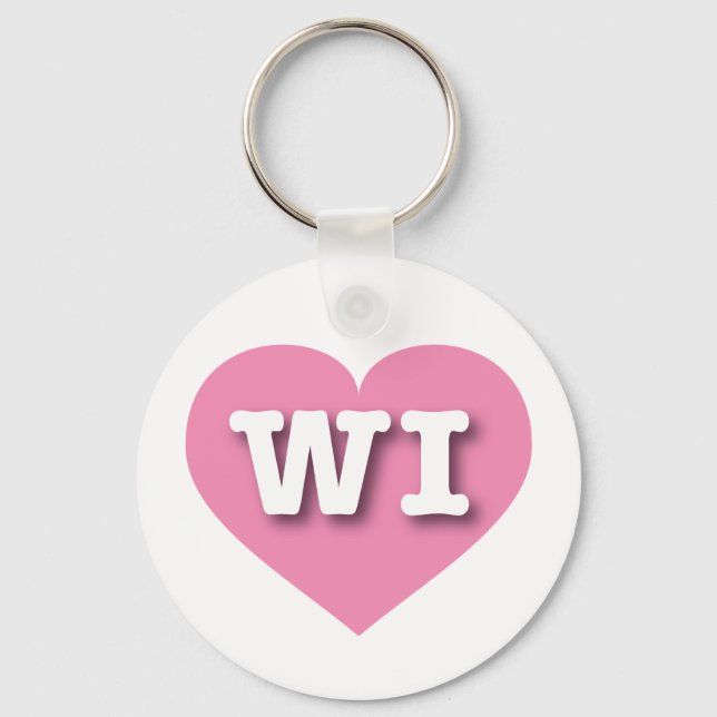 Wisconsin Pink Heart - I love WI Keychain (Front)