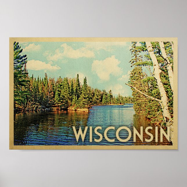 Wisconsin Poster - Lake Vintage Travel Print (Front)