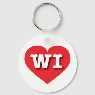 Wisconsin Red Heart - I love WI Keychain