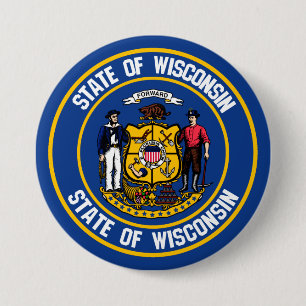 Wisconsin Round Emblem 3 Inch Round Button
