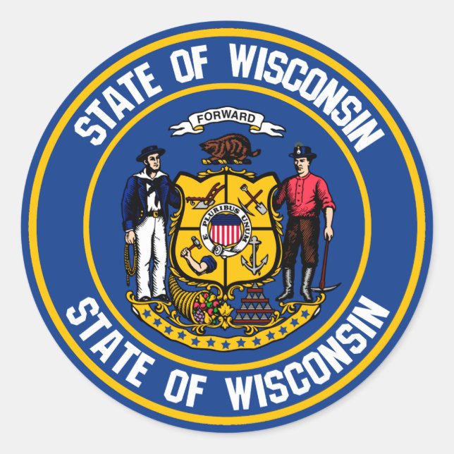 Wisconsin Round Emblem Classic Round Sticker (Front)