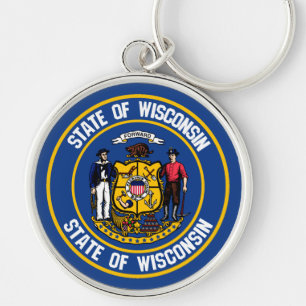 Wisconsin Round Emblem Keychain