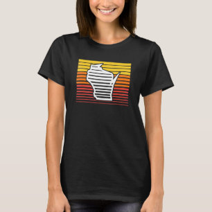 Wisconsin Shape Retrowave Throwback Gradient T-Shirt